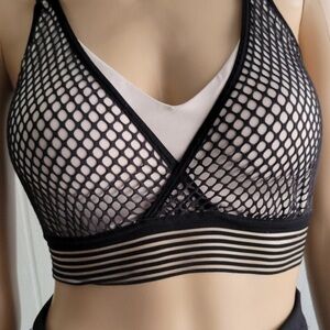 Victoria Secret Sports Bra Black Mesh SZ 36DD